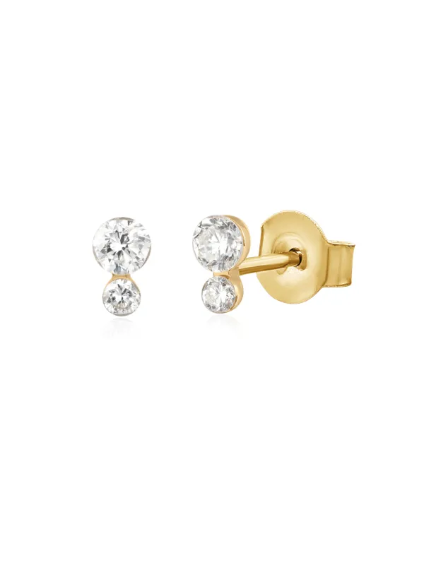 Double Dot Lab Diamond Stud Earrings 14K sold by LeMel
