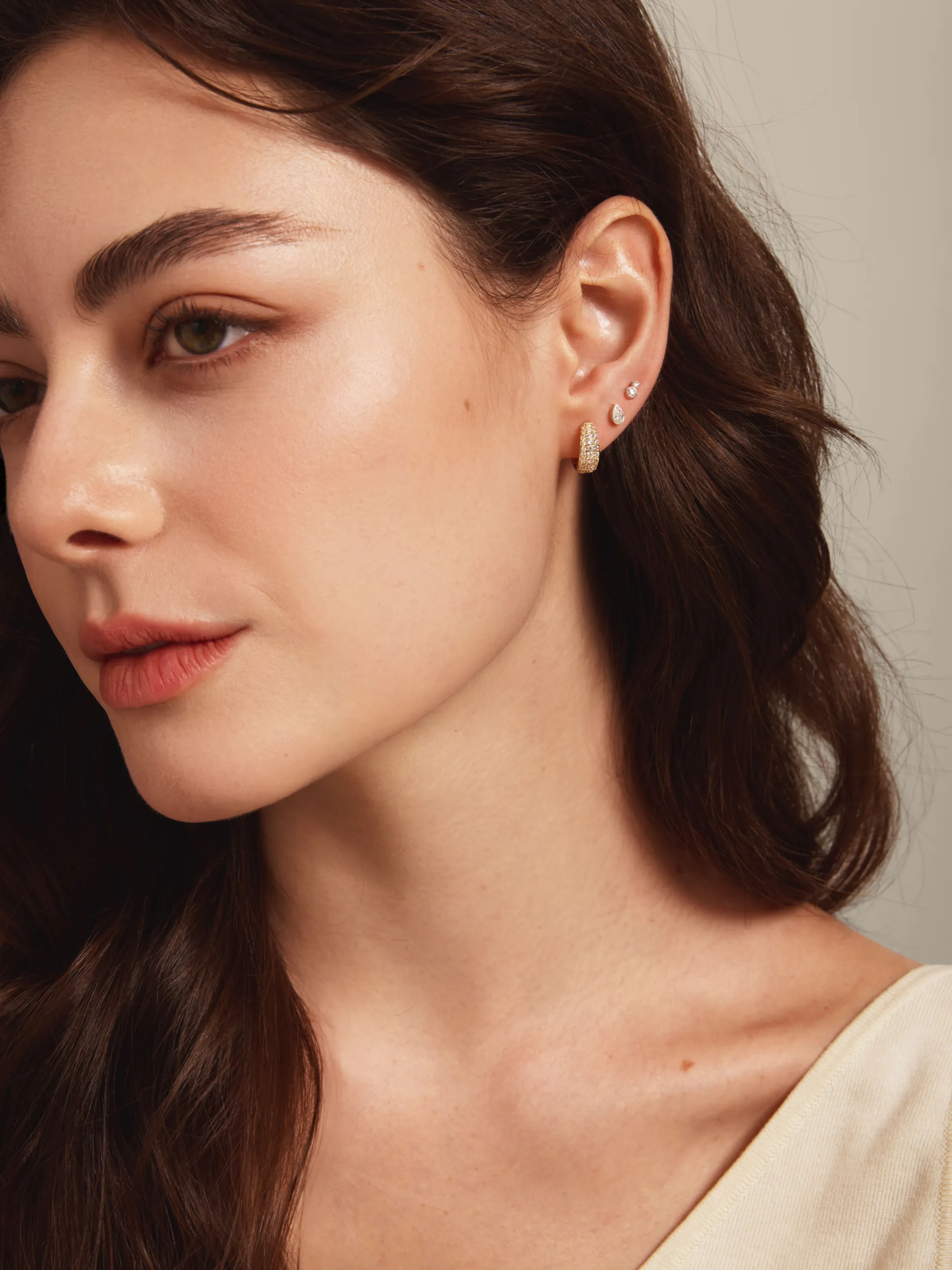 Brooklyn CZ Huggie Earrings sold by LeMel product image thumbnail 3