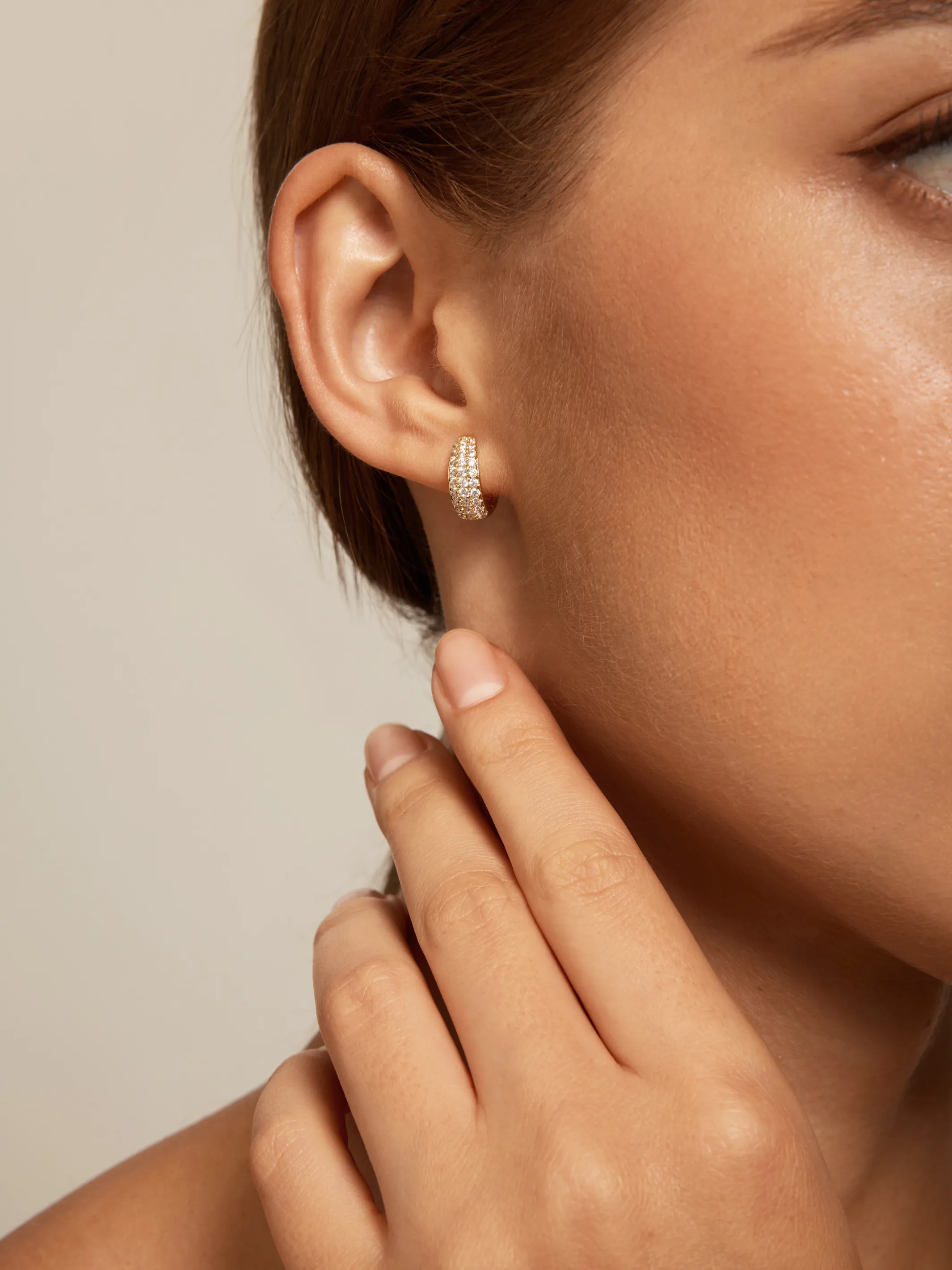 Brooklyn CZ Huggie Earrings sold by LeMel product image thumbnail 2