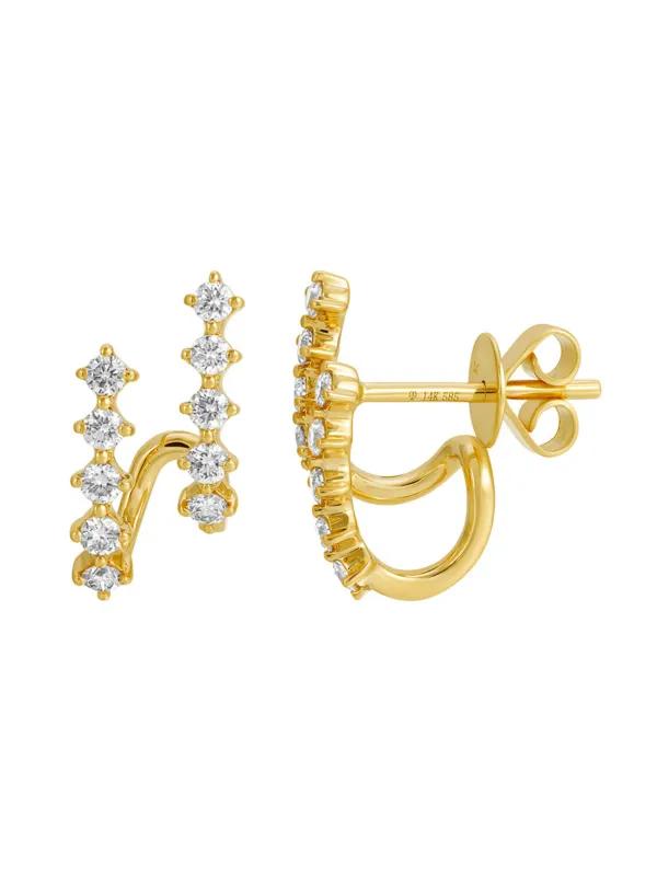 Bella Double Bar Diamond Huggie 14K sold by LeMel