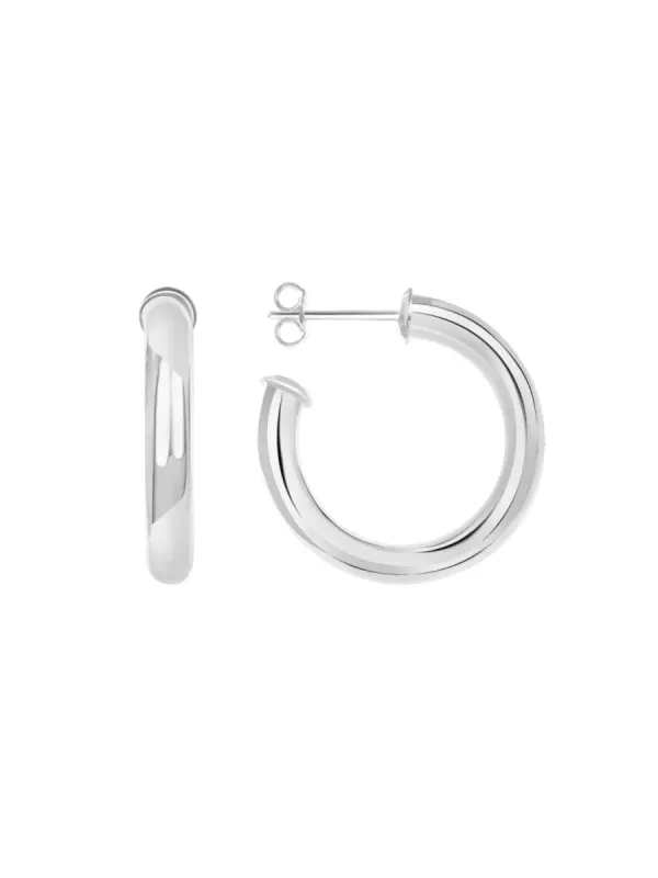 Silver Chunky Hoop Earrings sold by LeMel