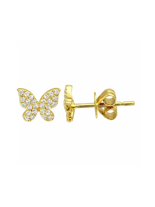 Luna Butterfly Diamond Stud Earrings 14K made by LeMel