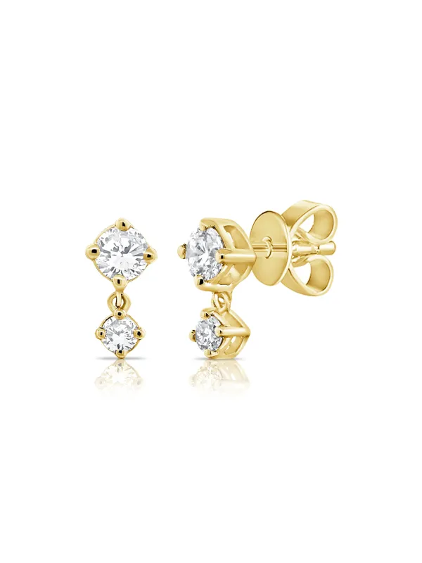 Remi Double Diamond Stud Earrings 14K sold by LeMel