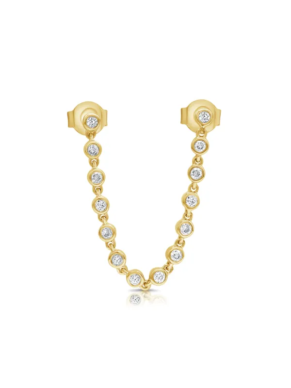 Endless Bezel Chain Double Stud Earring 14K sold by LeMel