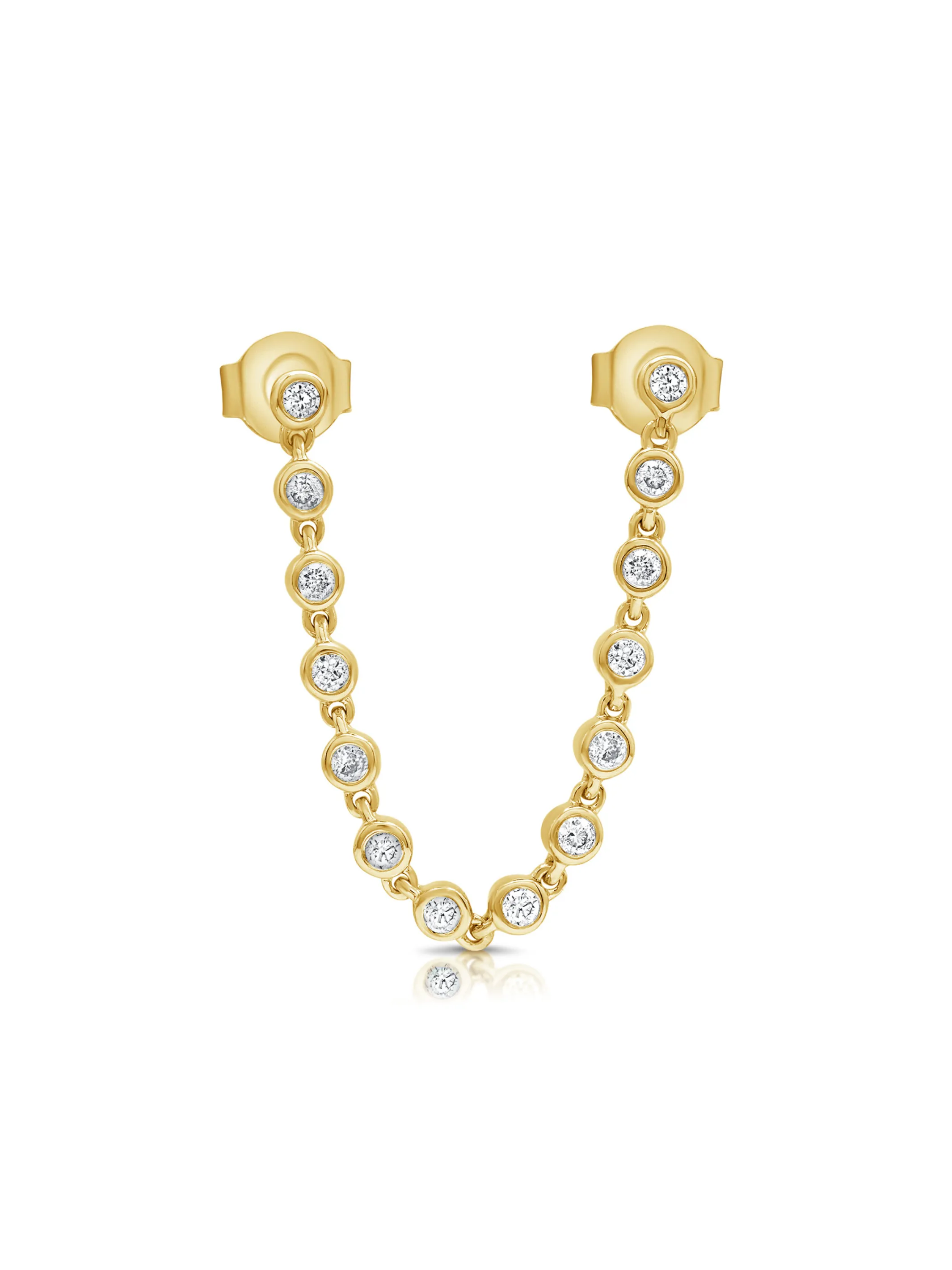 Endless Bezel Chain Double Stud Earring 14K sold by LeMel