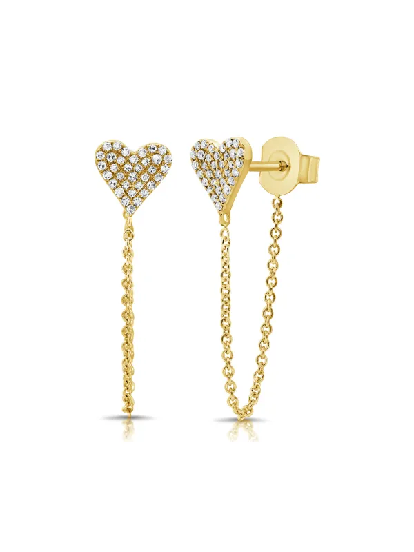 Amour Heart Chain Stud Earrings 14K sold by LeMel