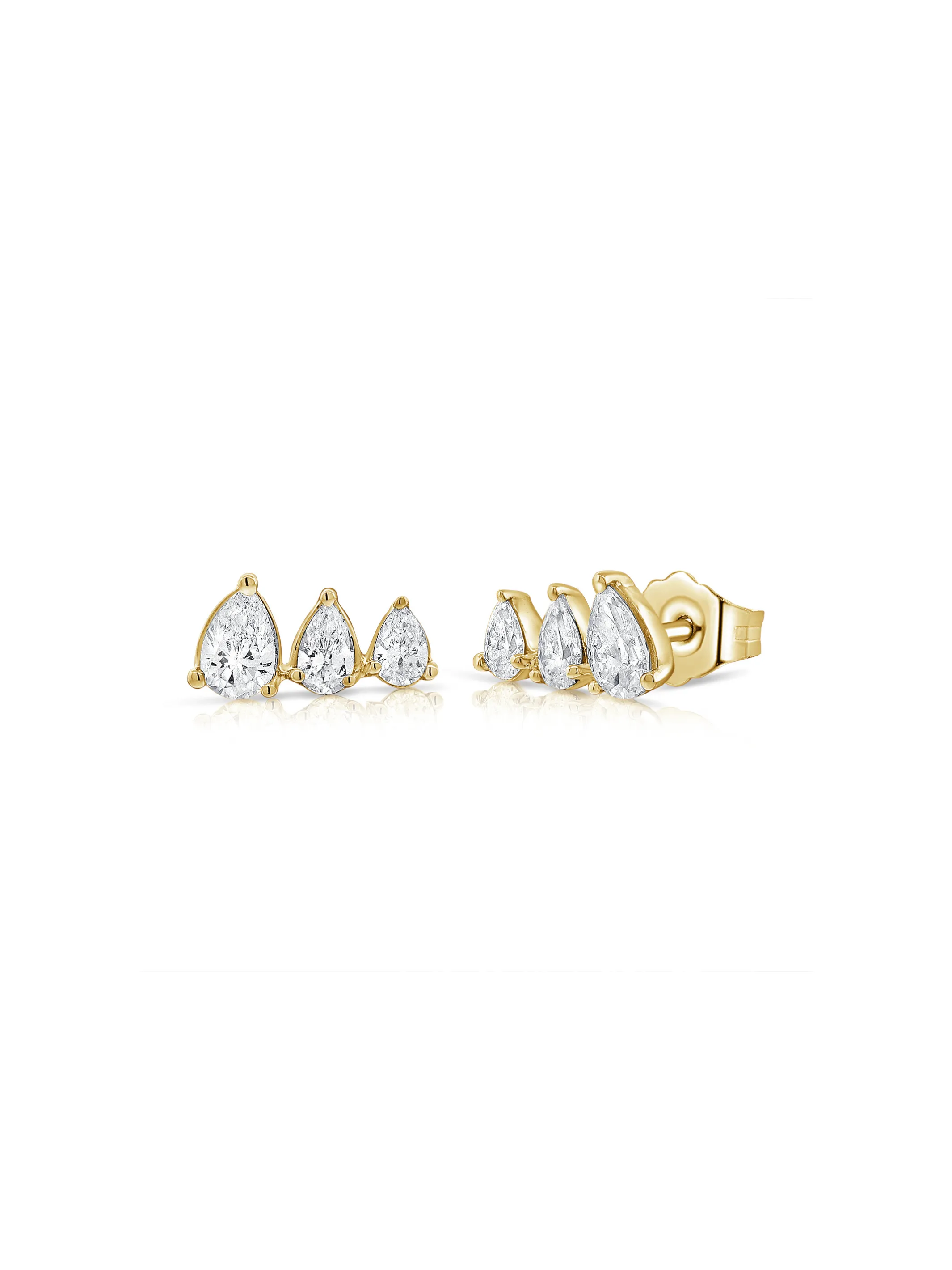 Triple Pear Stud Earrings 14K sold by LeMel