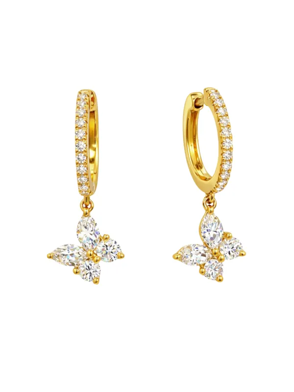 Bree Butterfly Diamond Huggie Earrings 14K made by LeMel