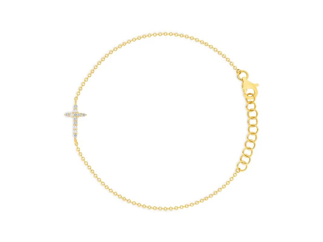 Diamond Cross Bracelet 14K sold by LeMel