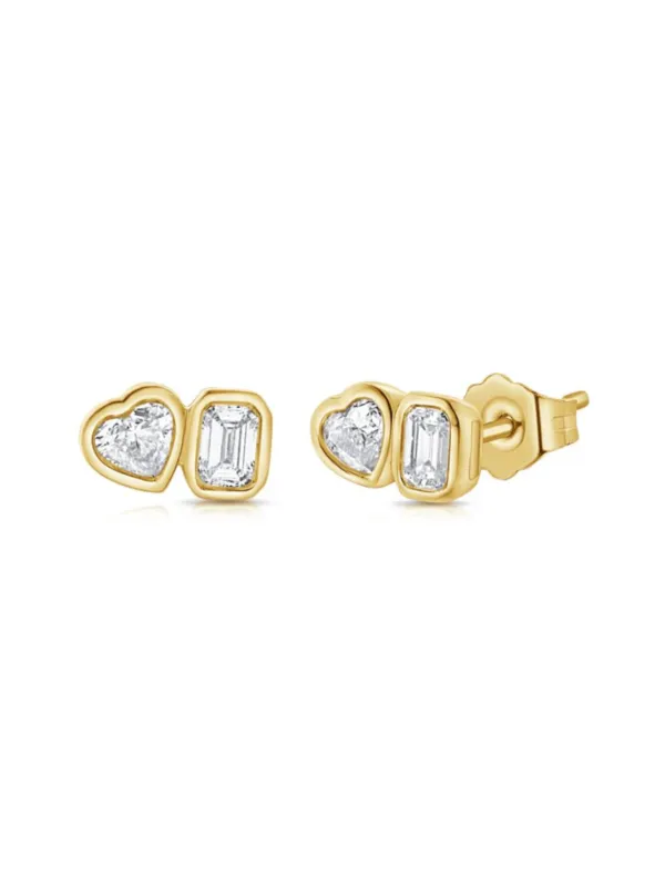 Sweetheart Bezel Diamond Stud 14K sold by LeMel