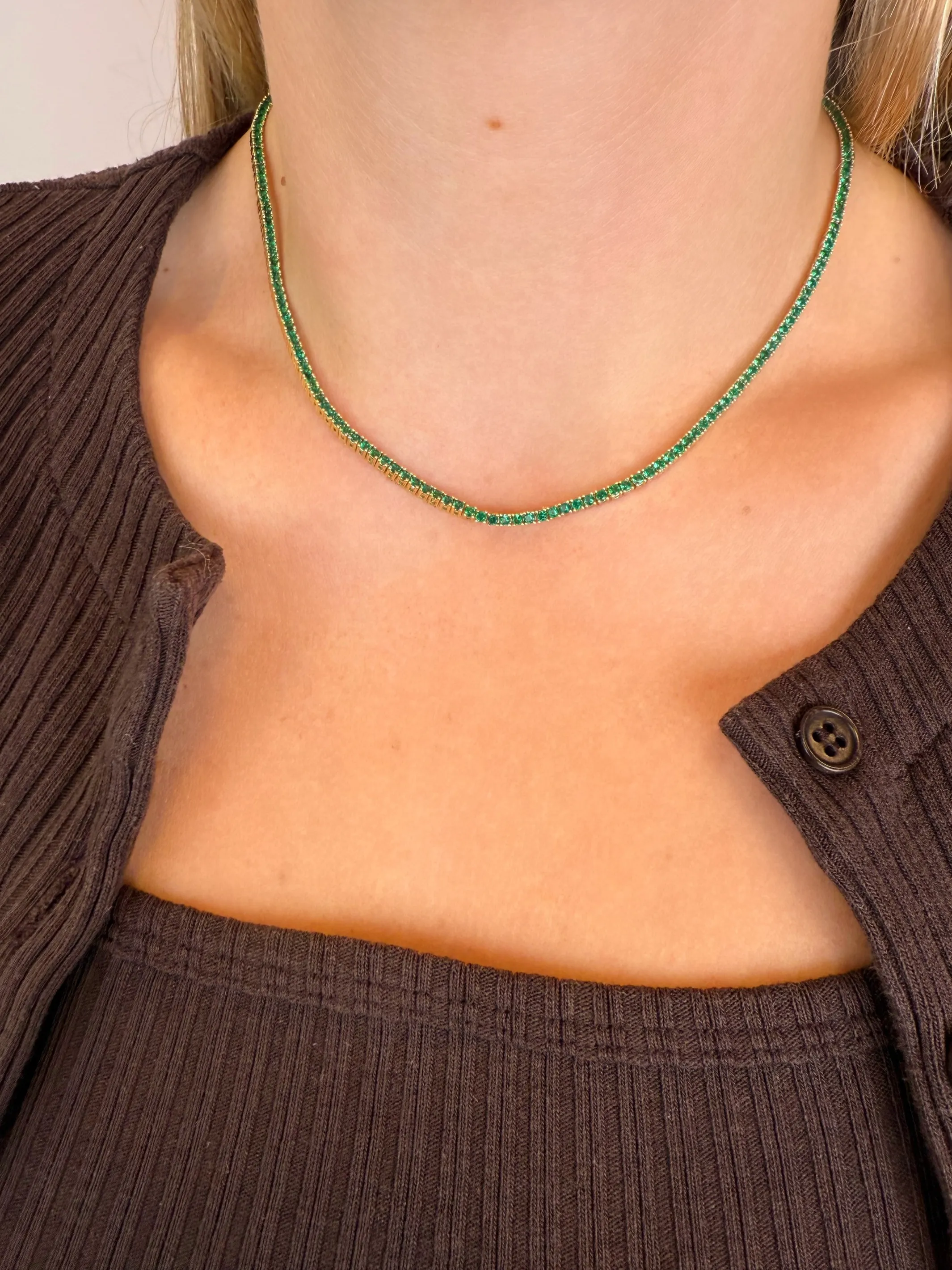 Emerald CZ Tennis Necklace + Bracelet Set sold by LeMel product image thumbnail 3