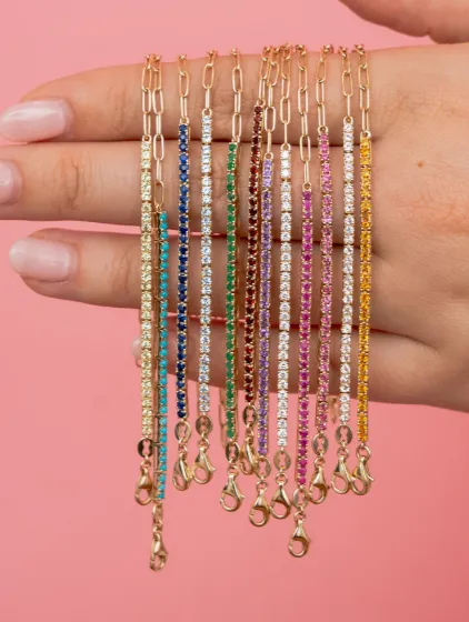 Birthstone Tennis Bracelet 14K sold by LeMel product image thumbnail 4