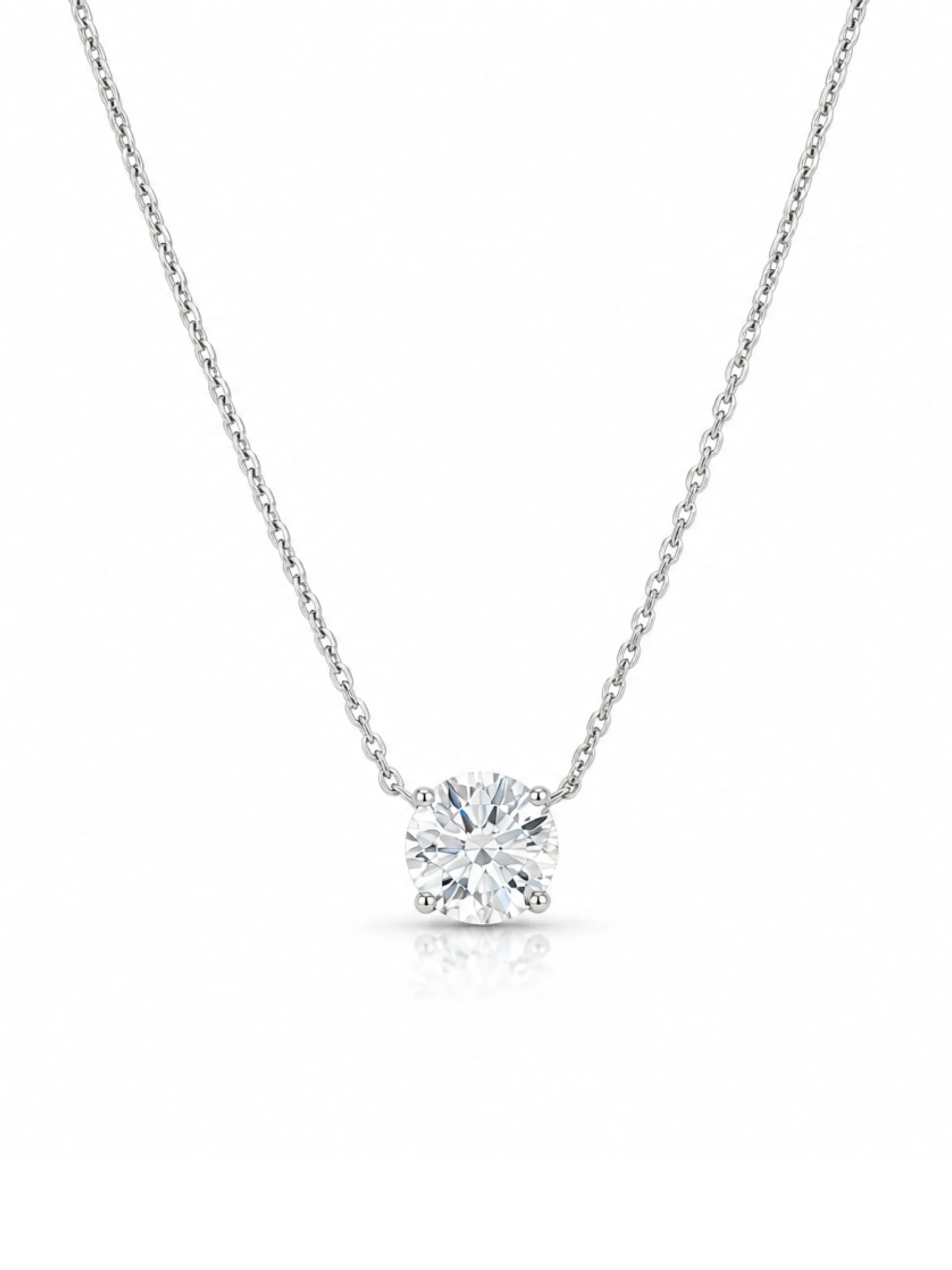 Solitaire Round Lab Diamond Pendant Necklace 14K sold by LeMel