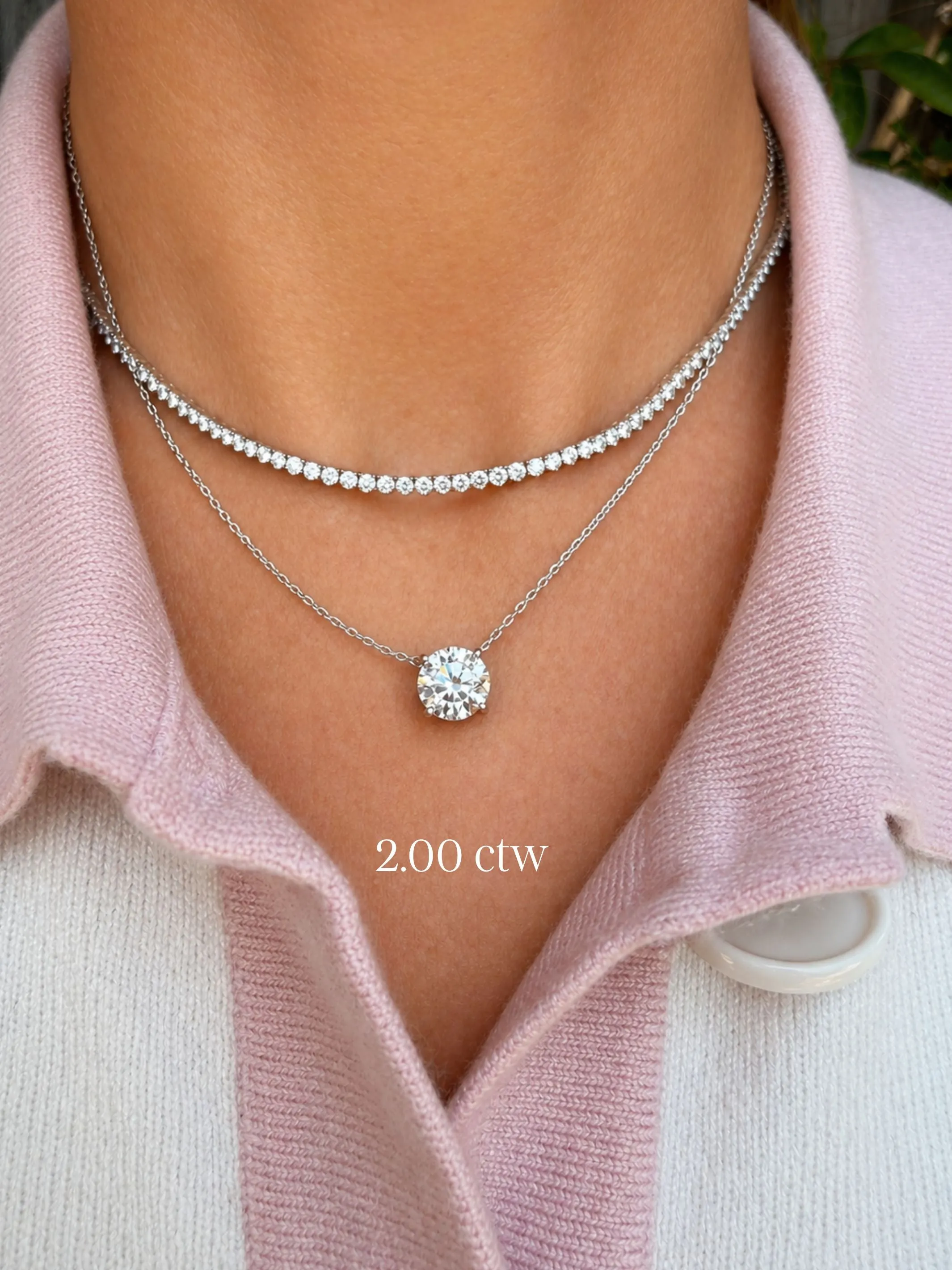 Solitaire Round Lab Diamond Pendant Necklace 14K sold by LeMel product image thumbnail 2