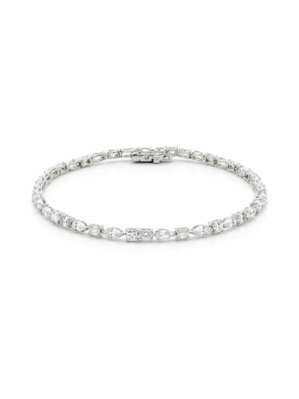 Dainty Mixed Shape Lab Diamond Tennis Bracelet 14K made by LeMel
