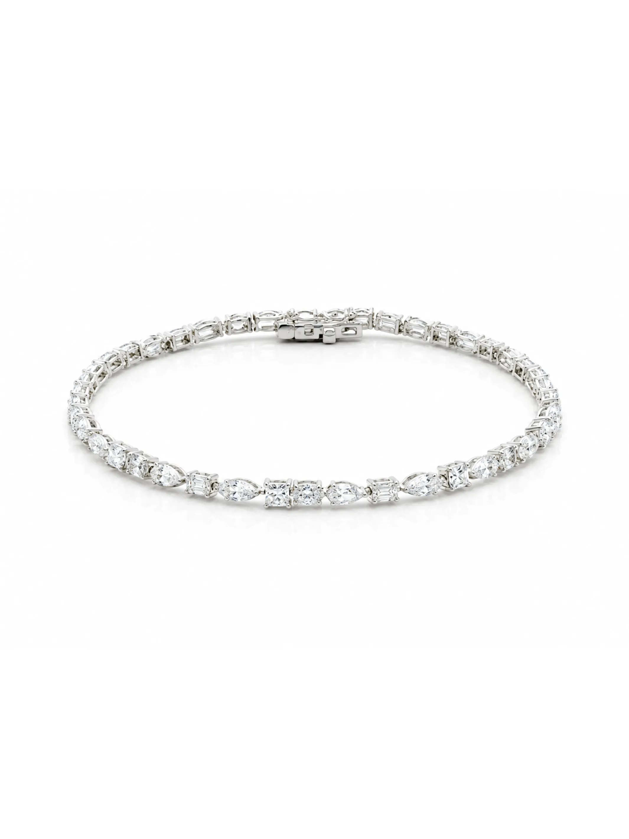 Dainty Mixed Shape Lab Diamond Tennis Bracelet 14K sold by LeMel