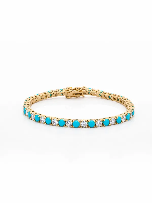 Dee Alternating Turquoise and CZ Tennis Bracelet made by LeMel