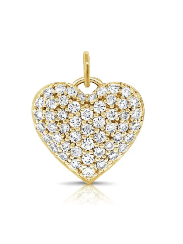 Bubble Heart Diamond Charm 14K made by LeMel