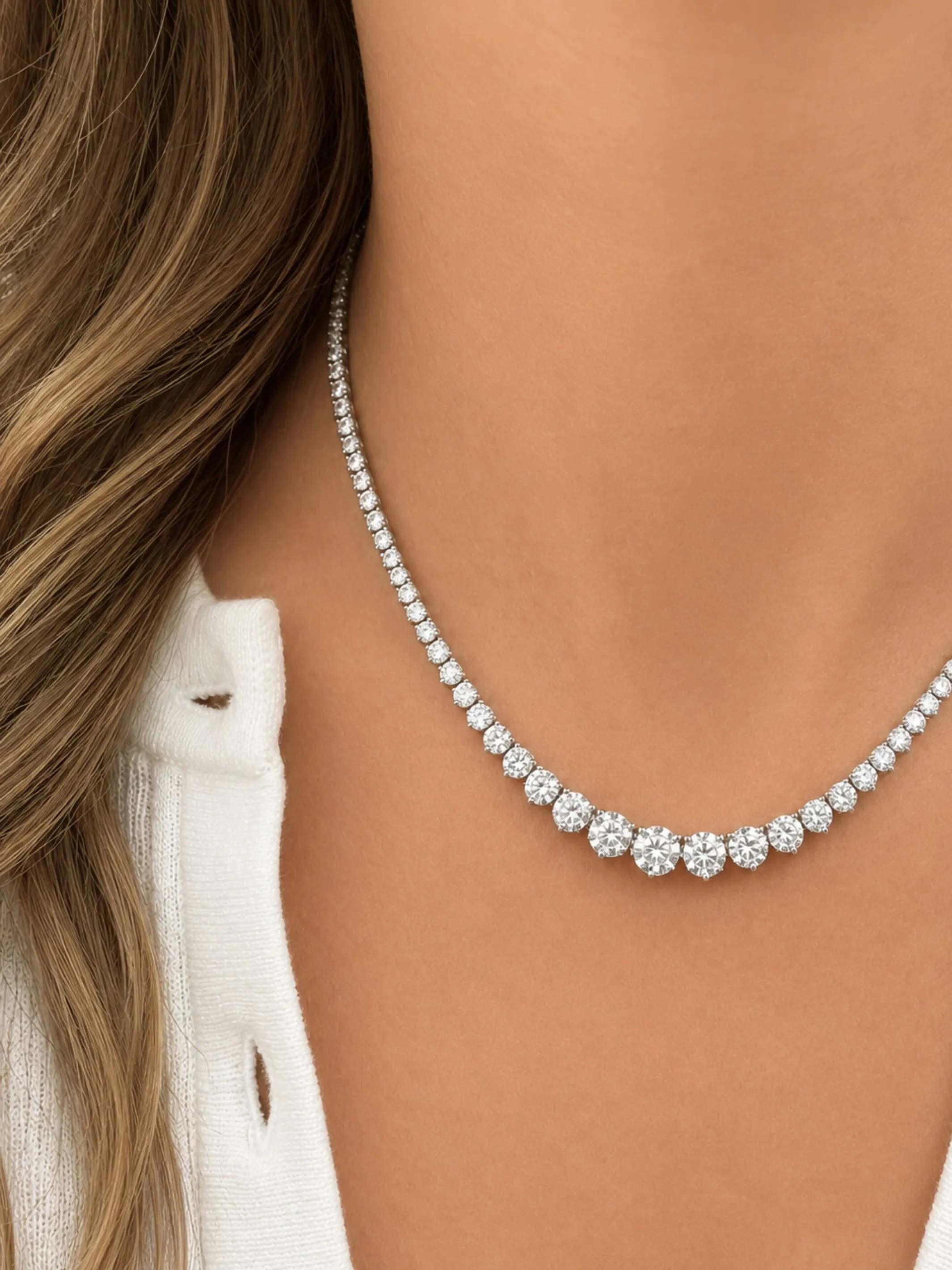 Lab Diamond Riviera Tennis Necklace 14K sold by LeMel product image thumbnail 3