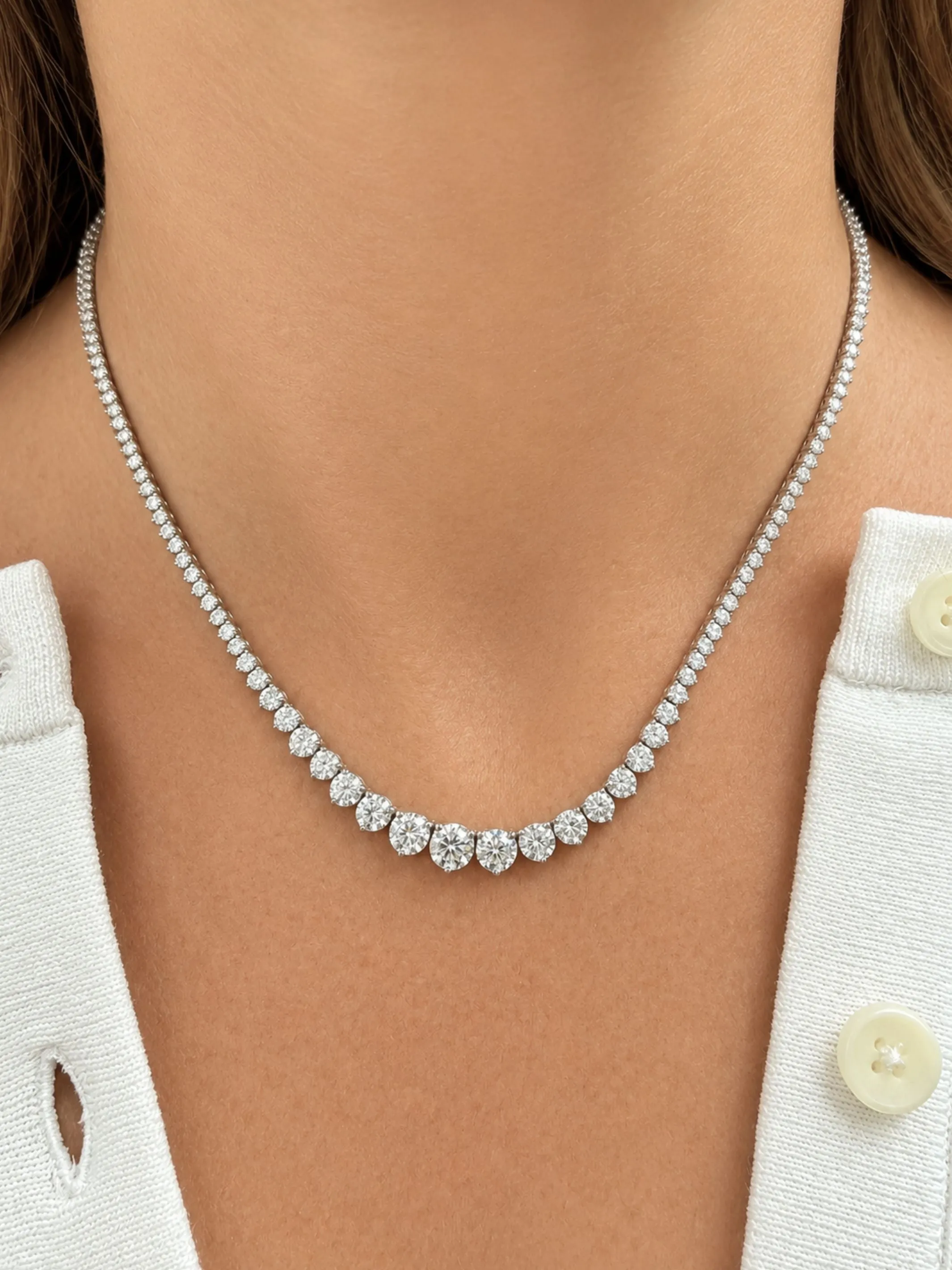 Lab Diamond Riviera Tennis Necklace 14K sold by LeMel product image thumbnail 2
