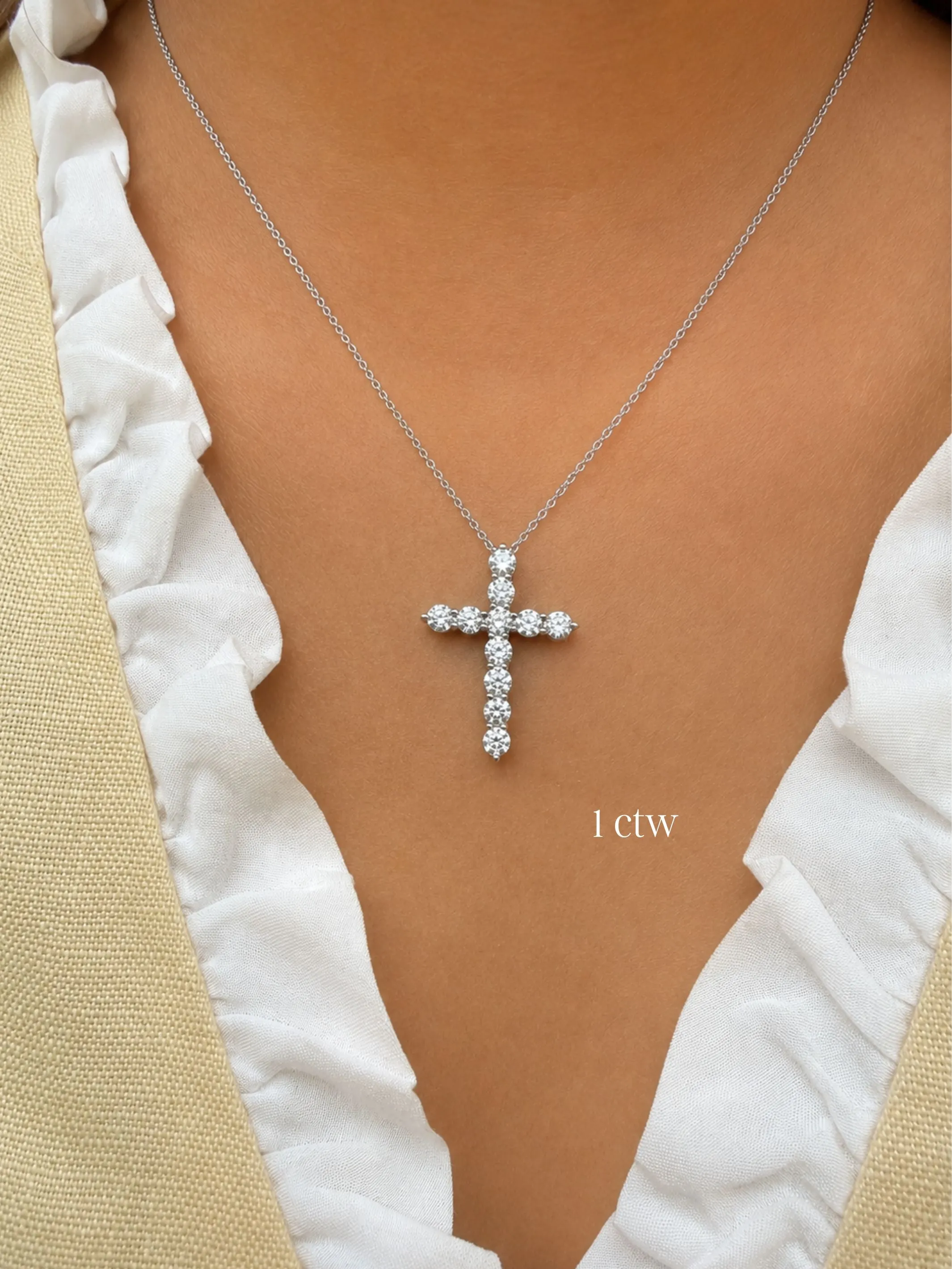 Lab Diamond Cross Necklace 14K sold by LeMel product image thumbnail 2