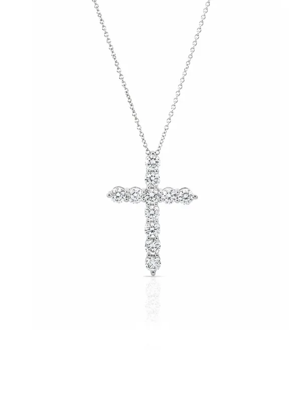 Lab Diamond Cross Necklace 14K made by LeMel