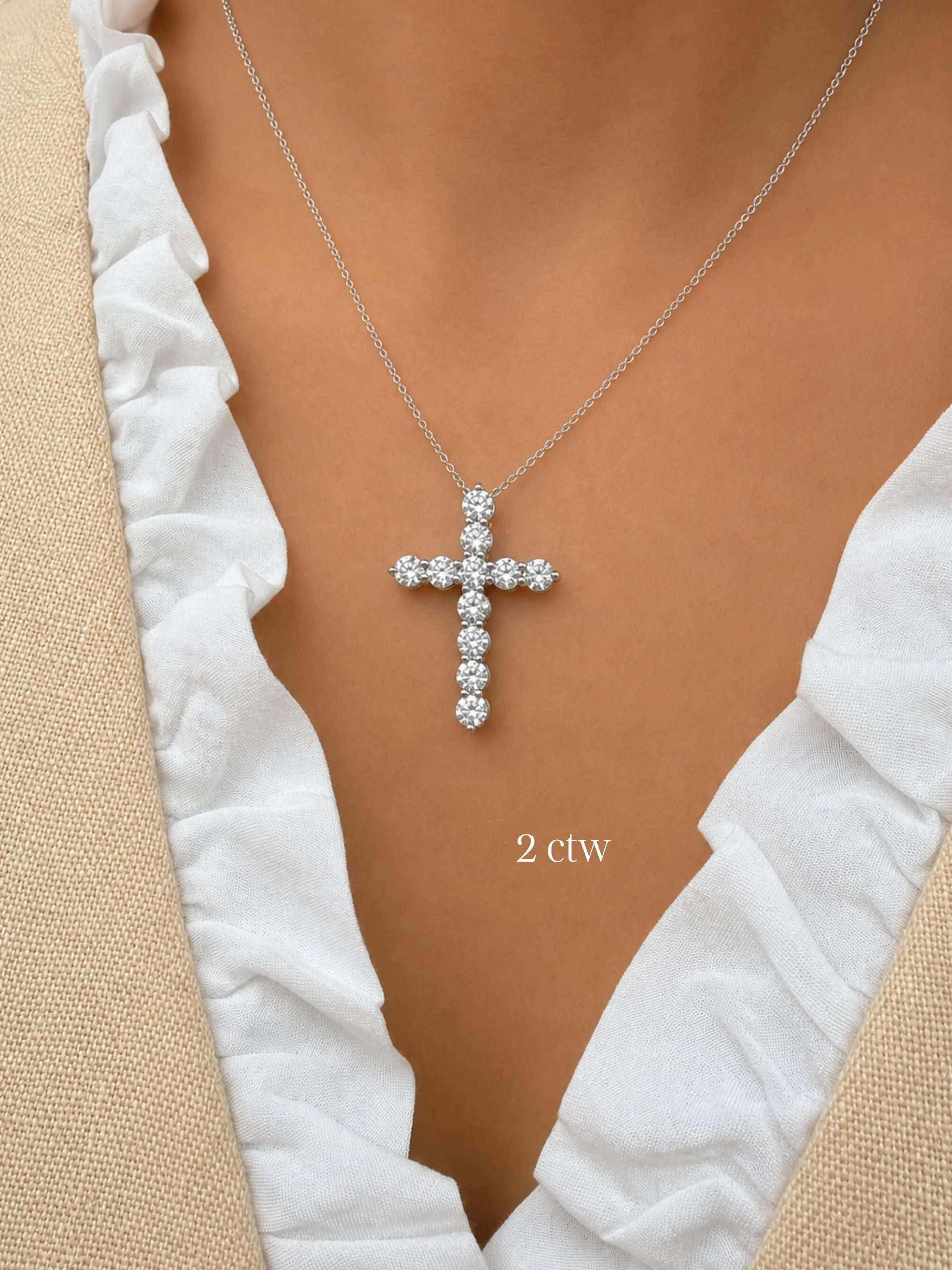 Lab Diamond Cross Necklace 14K sold by LeMel product image thumbnail 3