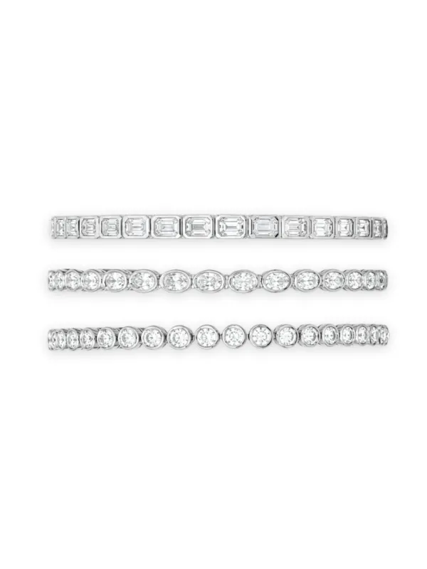 Lab Diamond Bezel Tennis Bracelet - Round 14K made by LeMel