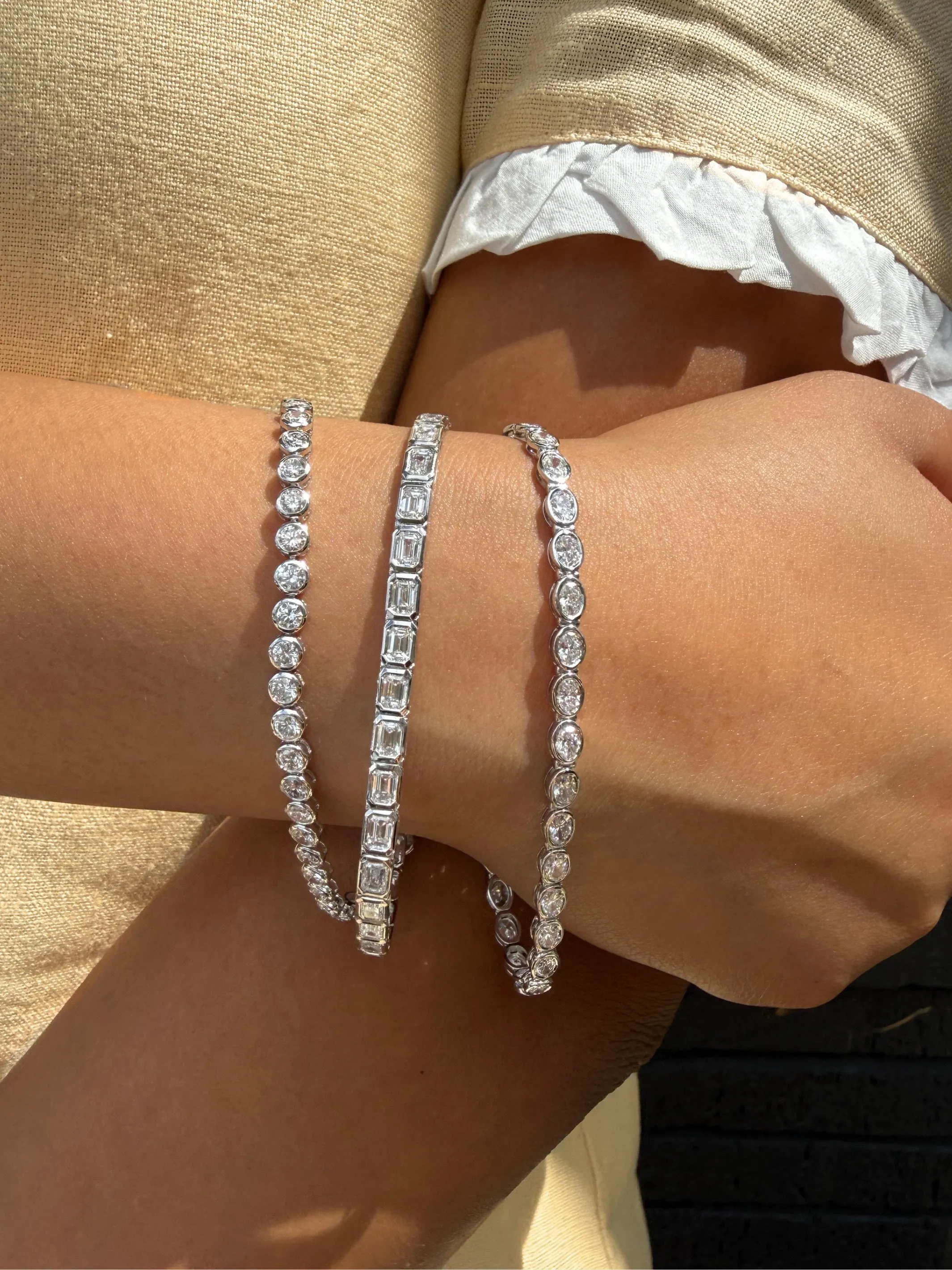 Lab Diamond Bezel Tennis Bracelet - Round 14K sold by LeMel product image thumbnail 2