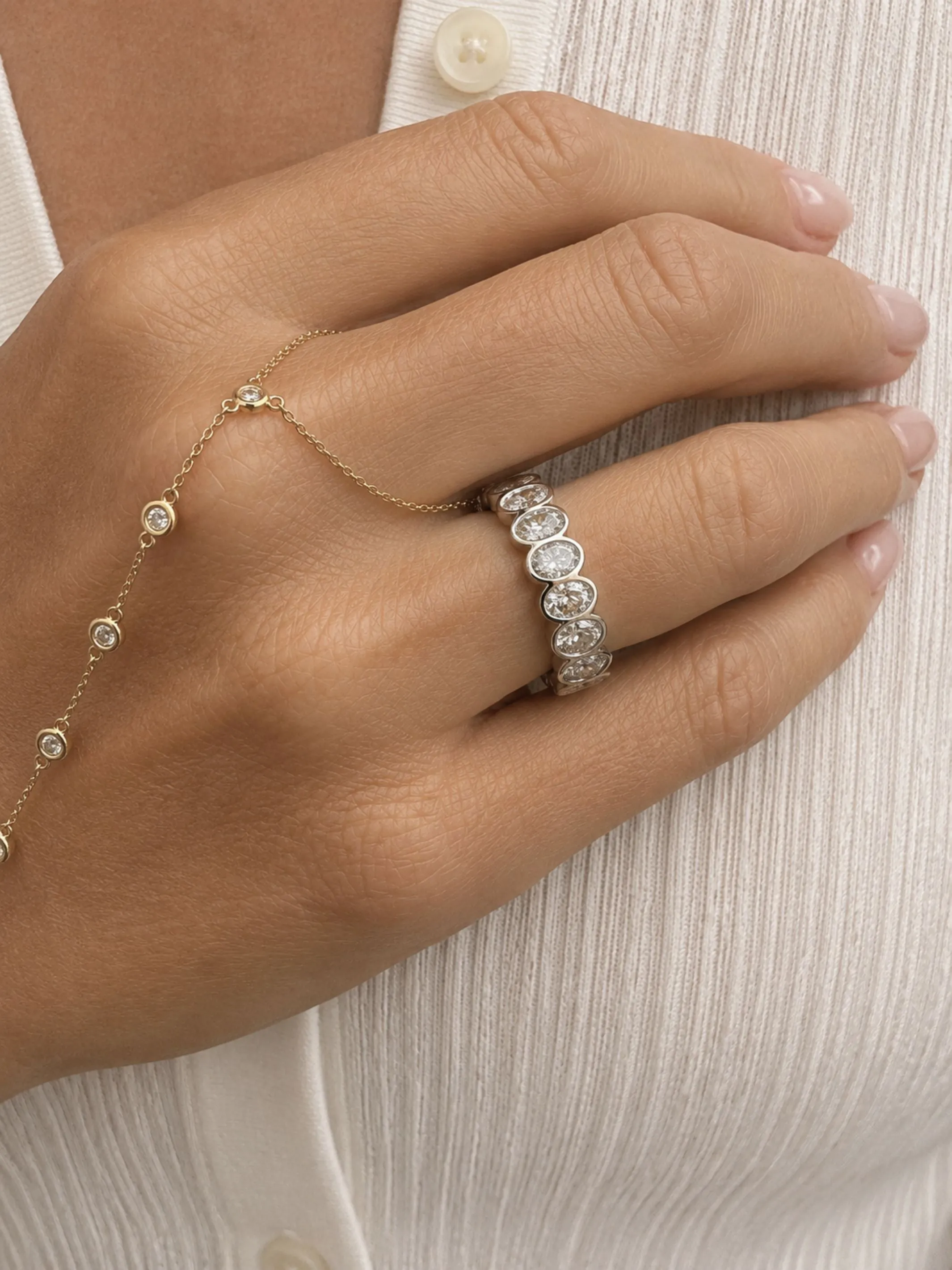 Oval Lab Diamond Bezel Eternity Band 14K sold by LeMel product image thumbnail 2