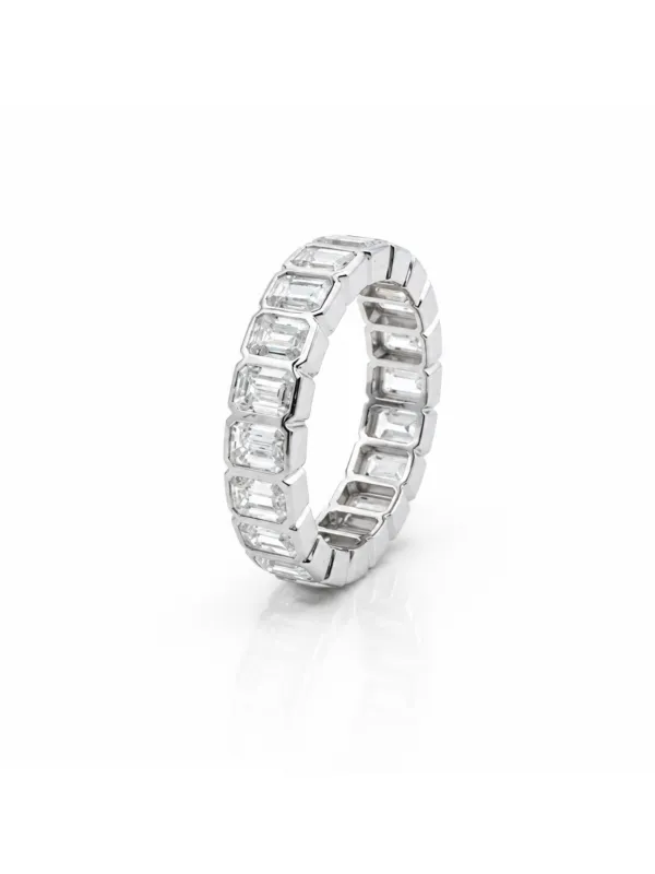 Emerald Cut Lab Diamond Bezel Eternity Band 14K made by LeMel