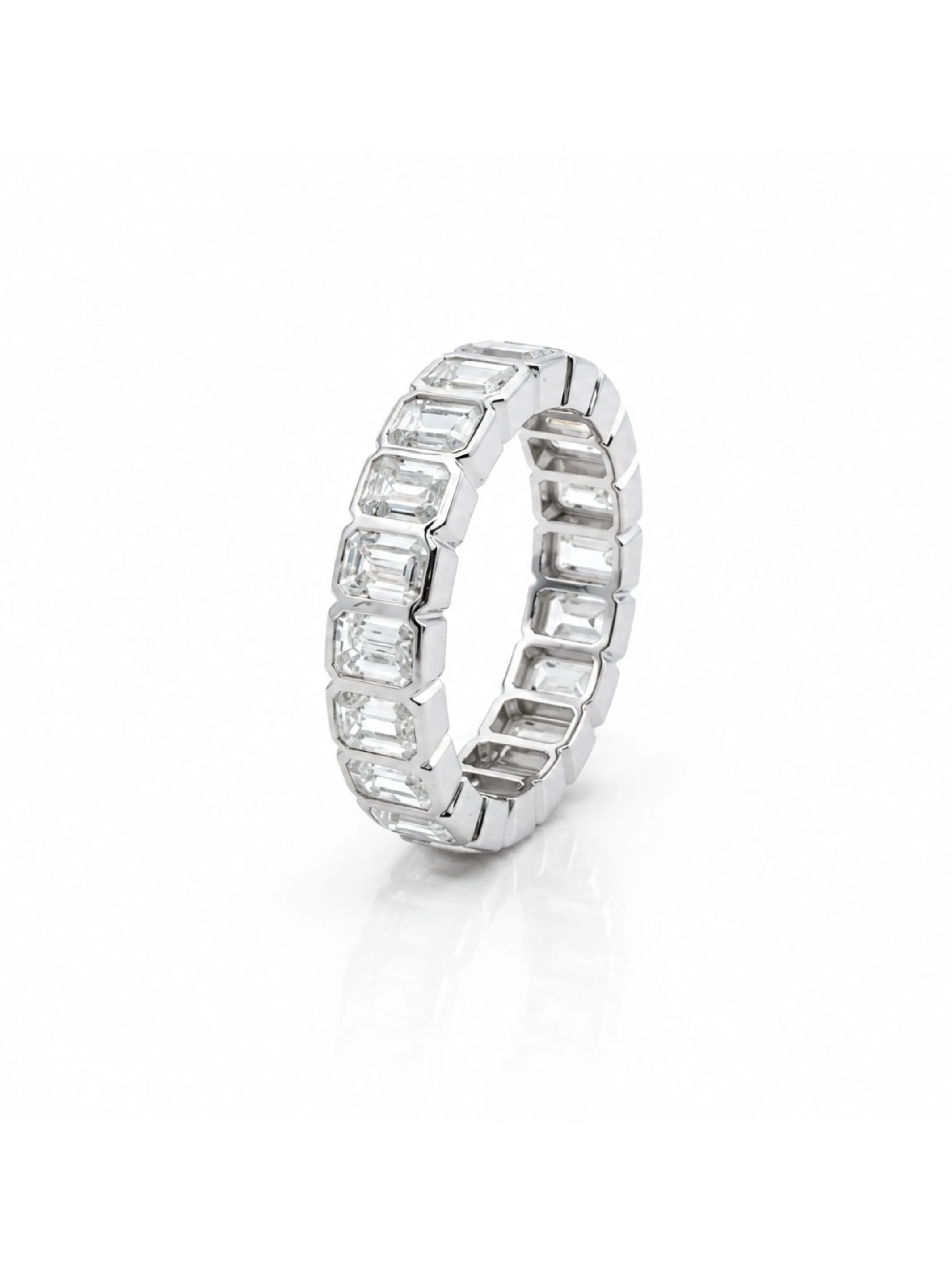 Emerald Cut Lab Diamond Bezel Eternity Band 14K sold by LeMel