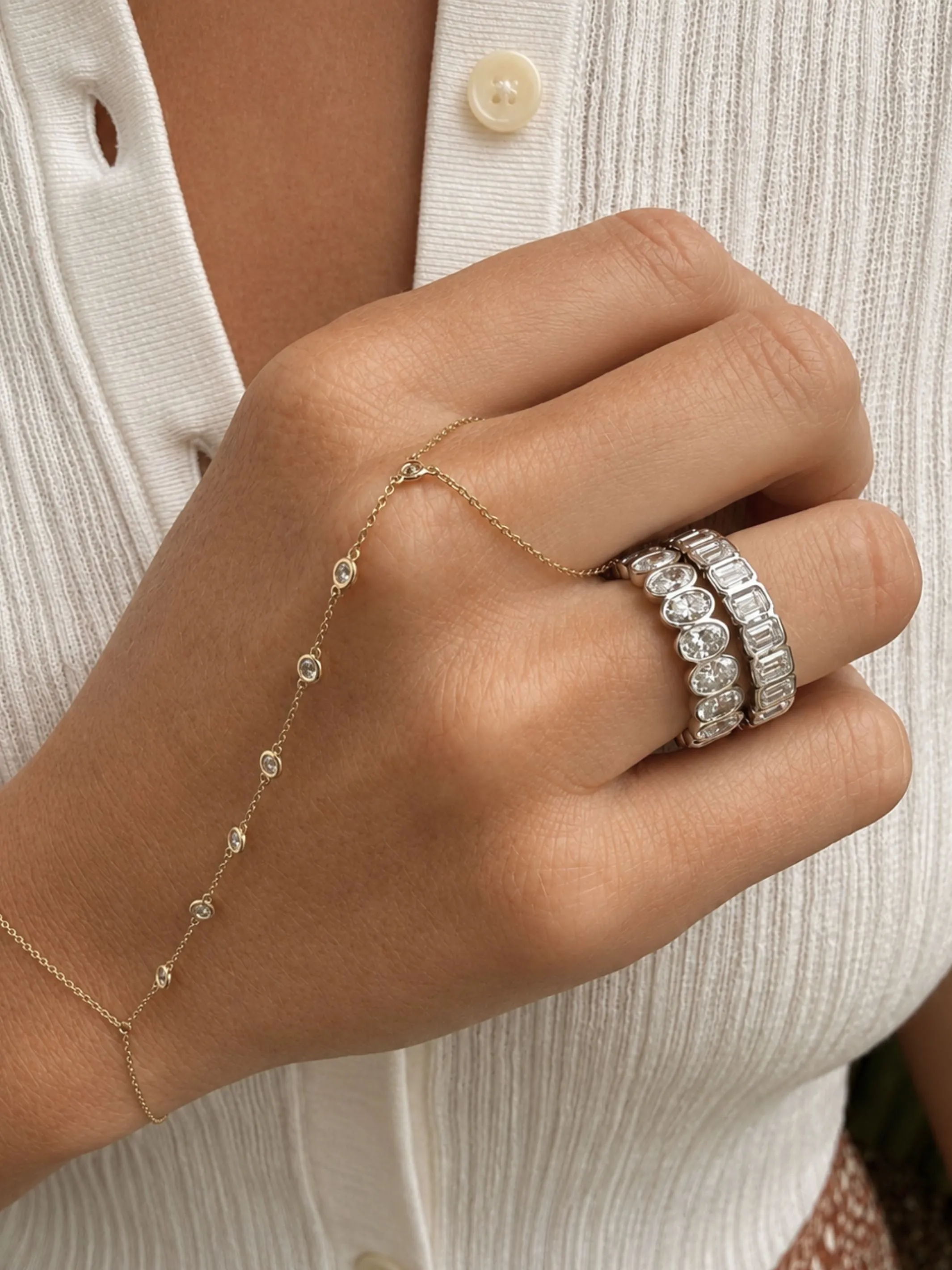 Emerald Cut Lab Diamond Bezel Eternity Band 14K sold by LeMel product image thumbnail 3