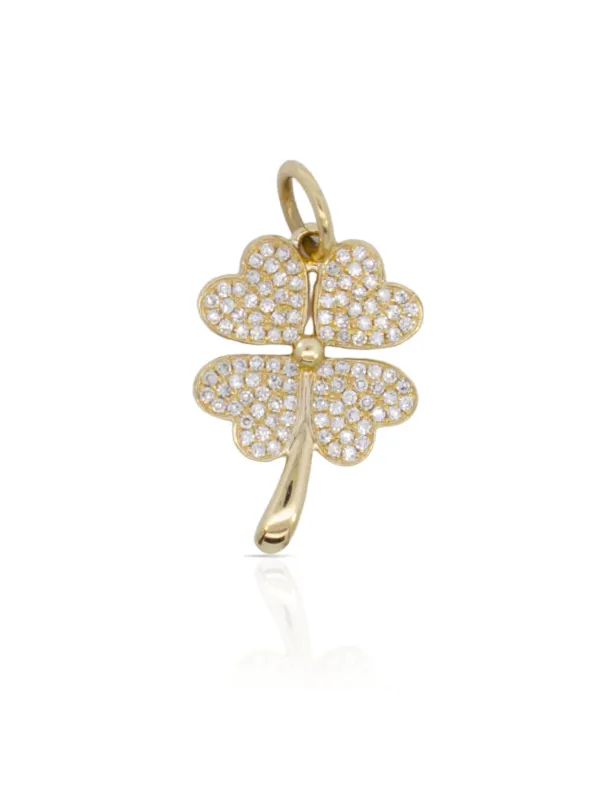 Four Leaf Clover Diamond Charm 14K made by LeMel