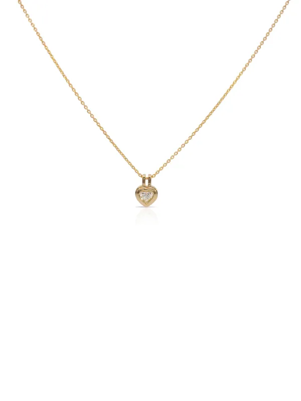 Heart-Cut Diamond Double Bezel Pendant Necklace 14K made by LeMel