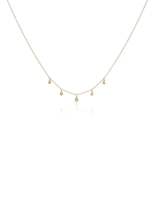 Gwen Graduated Bezel Diamond Necklace 14K made by LeMel
