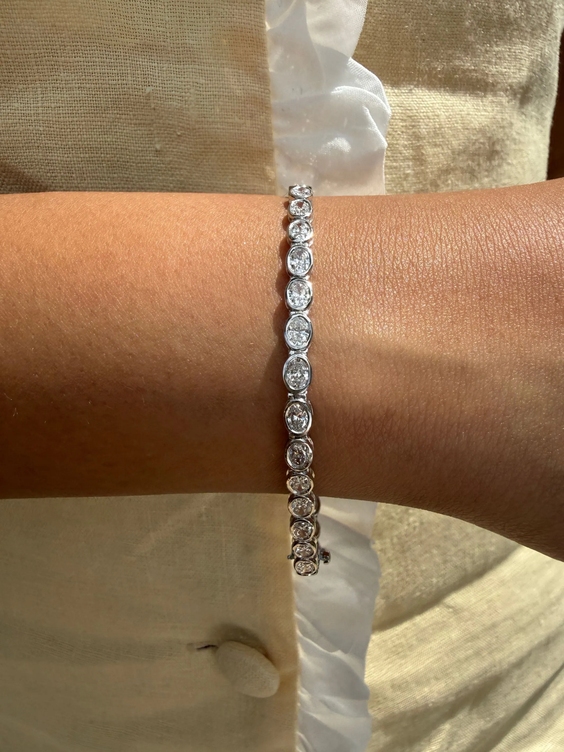 Lab Diamond Bezel Tennis Bracelets - Oval 14K sold by LeMel product image thumbnail 2