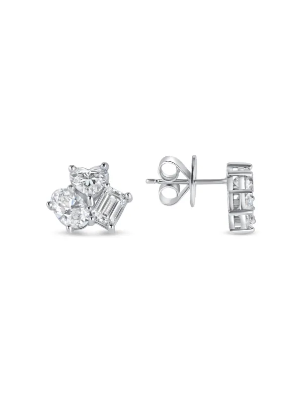 Mixed Shape Diamond Stud Earrings 14K sold by LeMel