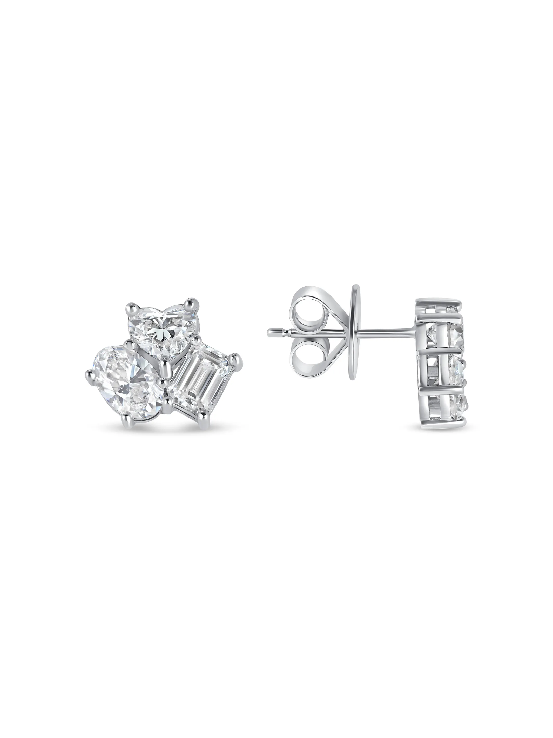 Mixed Shape Diamond Stud Earrings 14K sold by LeMel
