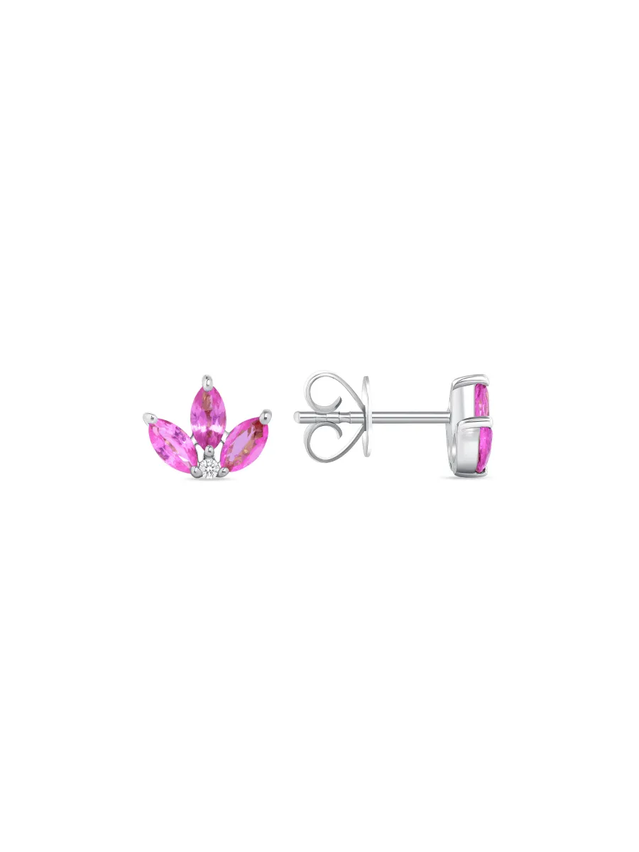 Pink Sapphire Lotus Stud Earrings 14K sold by LeMel product image thumbnail 4