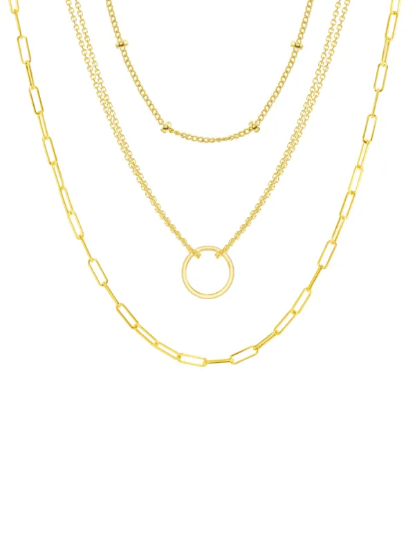 Circle + Paperclip Necklace Set sold by LeMel