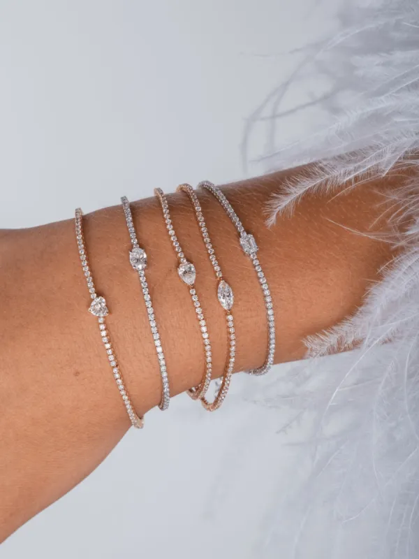 Pear Solitaire Diamond Tennis Bracelet 14K sold by LeMel