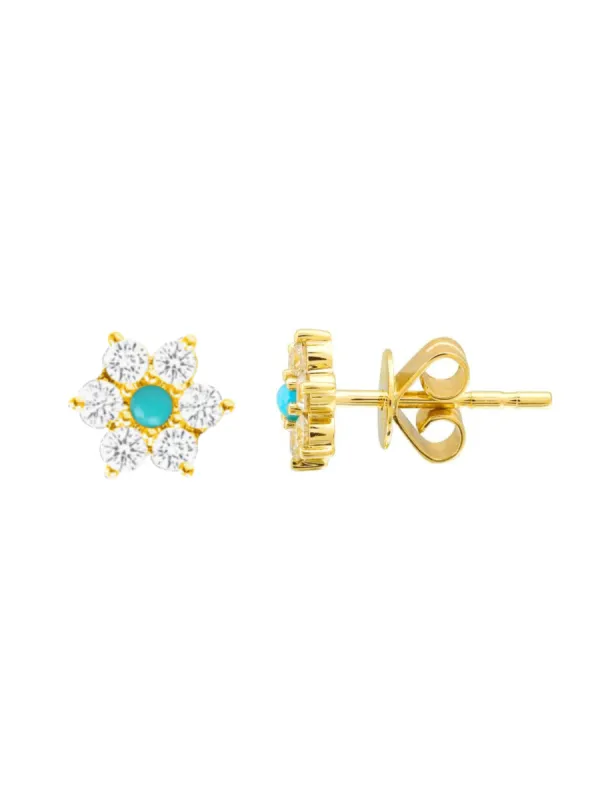 Amy Turquoise Flower Stud Earrings 14K sold by LeMel