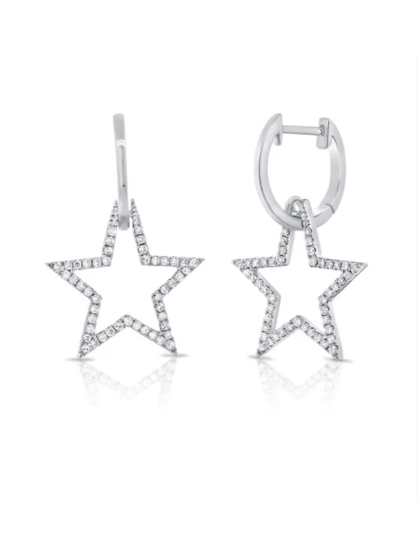 Lucy Diamond Star Huggies 14K sold by LeMel