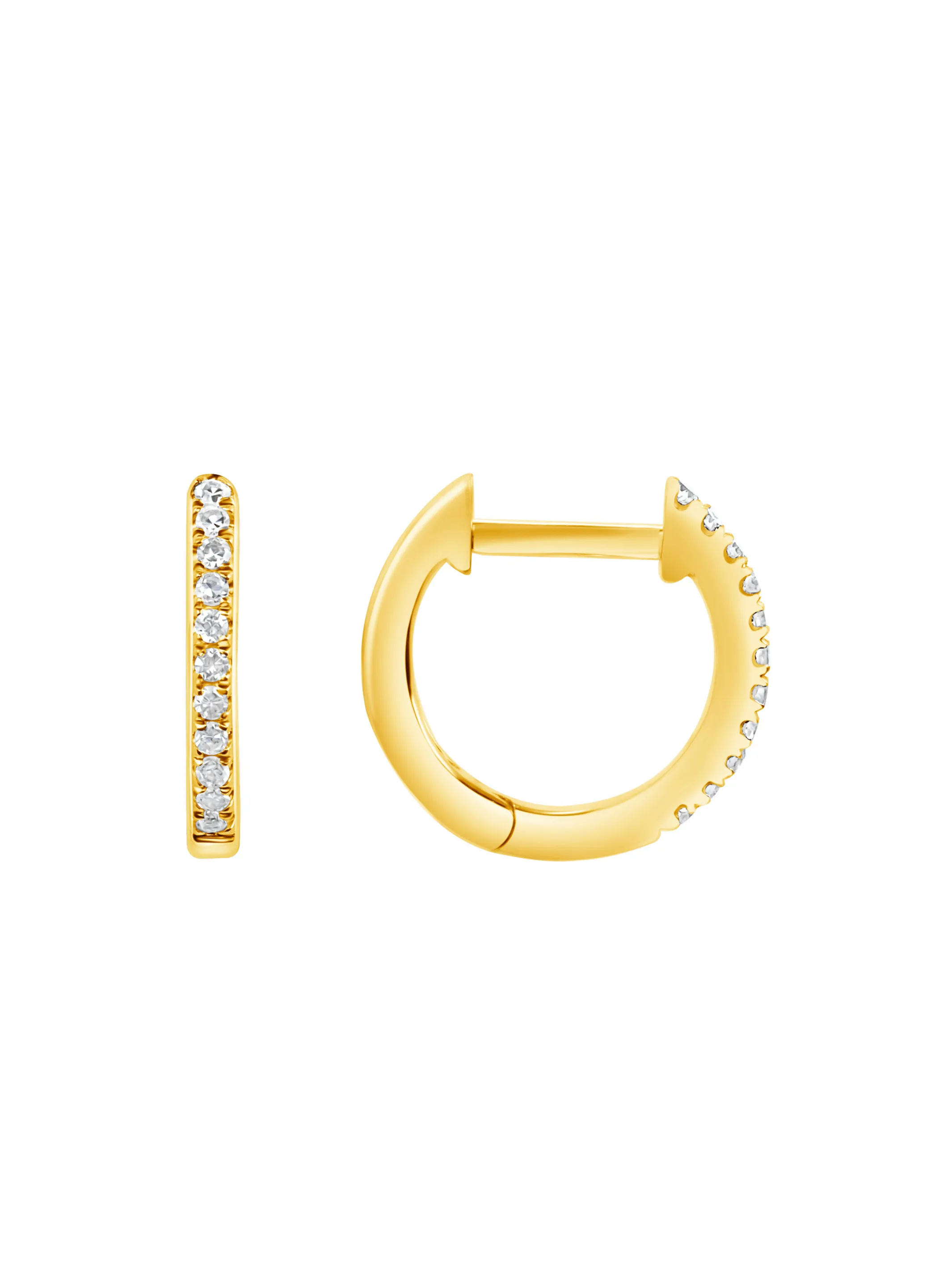 Mini Diamond Huggie Earrings 14K sold by LeMel