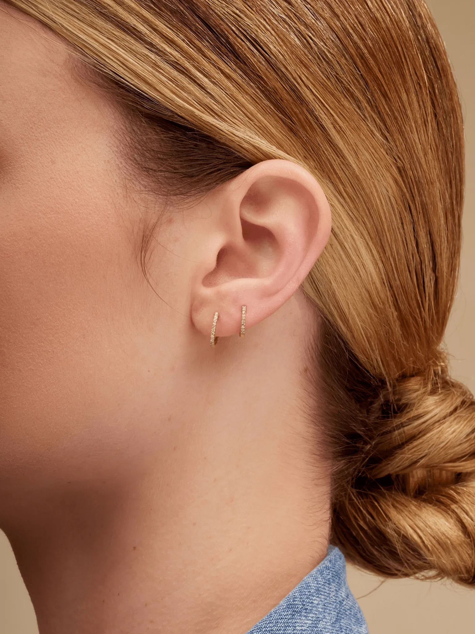 Mini Diamond Huggie Earrings 14K sold by LeMel product image thumbnail 4