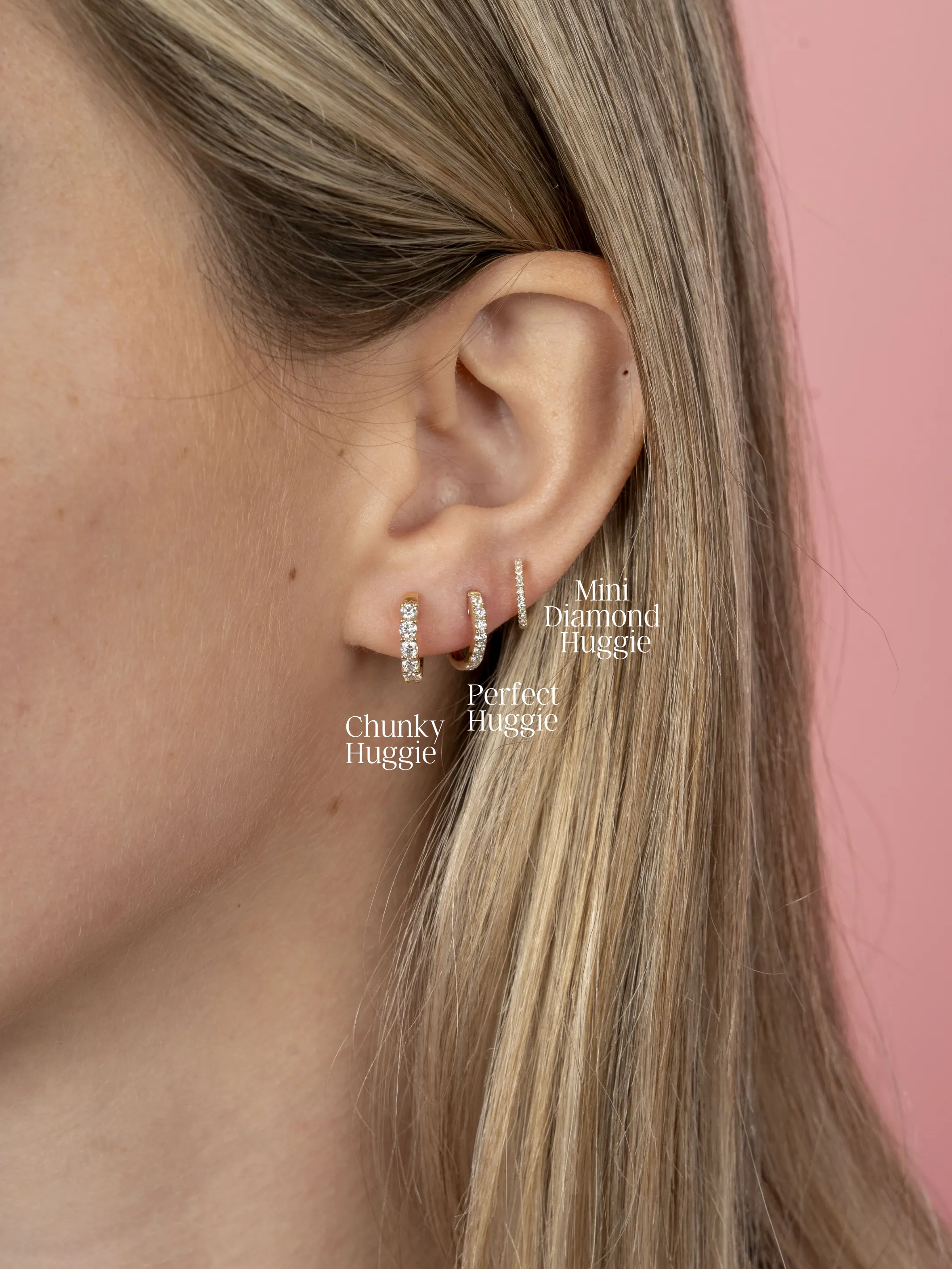 Mini Diamond Huggie Earrings 14K sold by LeMel product image thumbnail 3