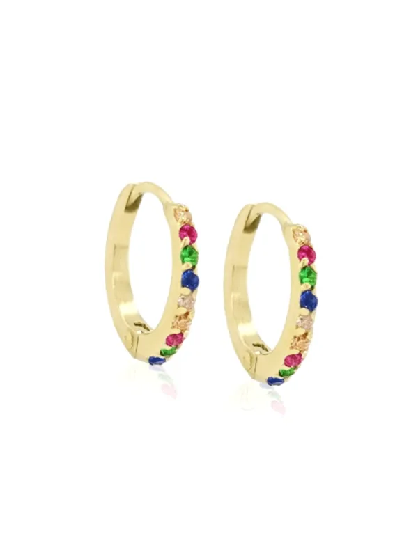 Mini Rainbow CZ Huggie 14K sold by LeMel