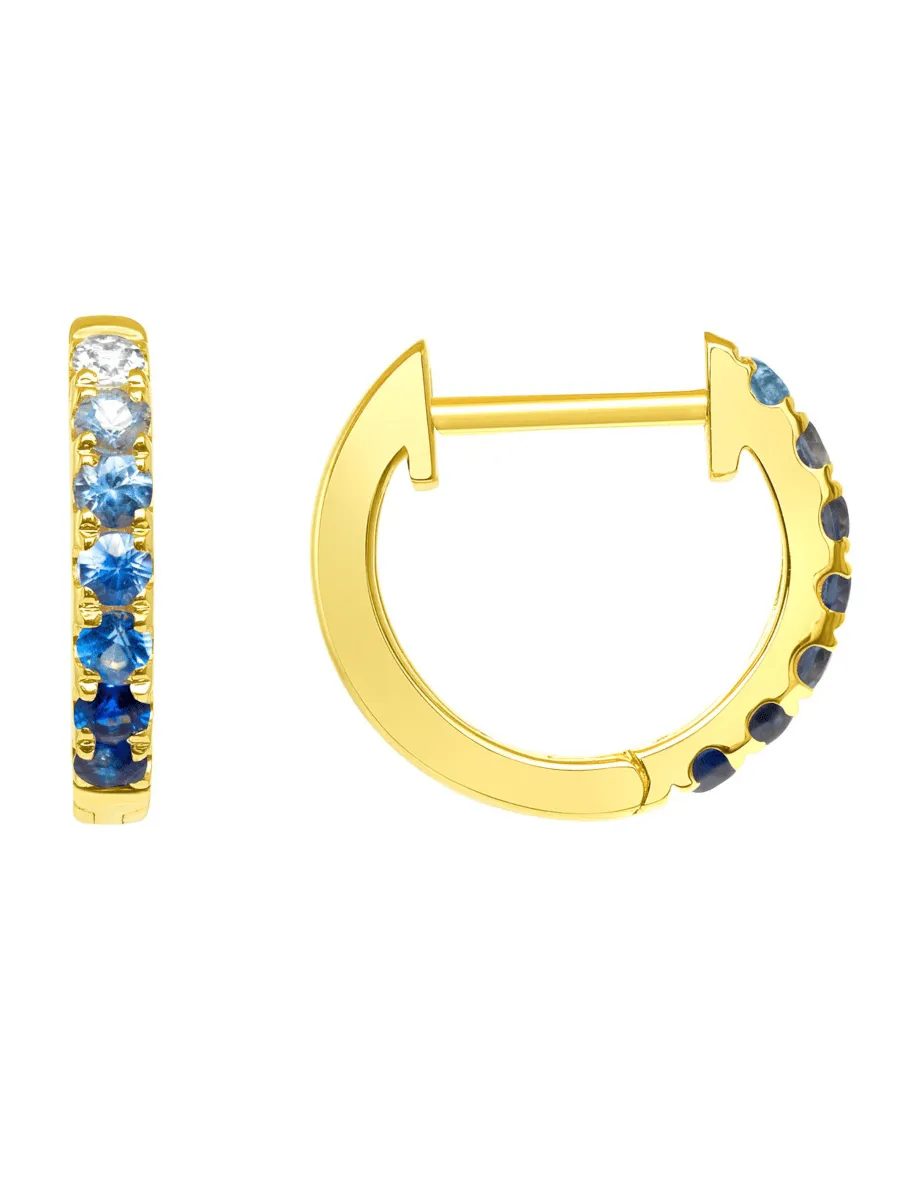 Blue Ombre Huggie Earrings 14K sold by LeMel