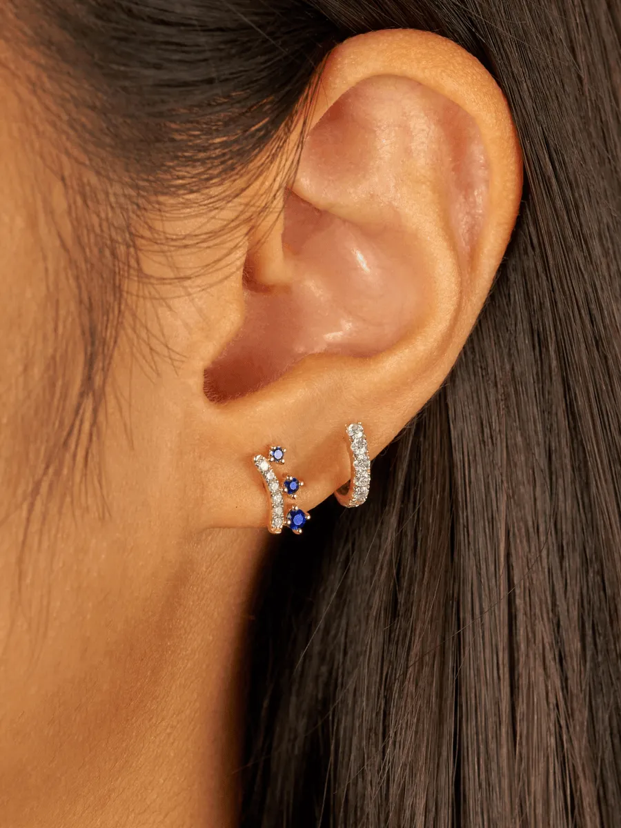 Crown Blue Sapphire Stud Earring 14K sold by LeMel product image thumbnail 3